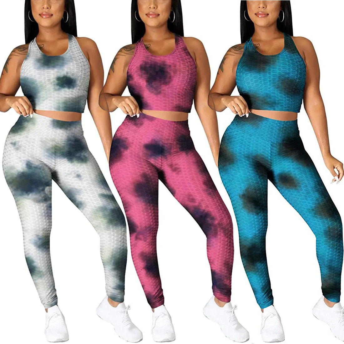 

Sport wear fitness yoga wear tie dye two pieces yoga legging set
