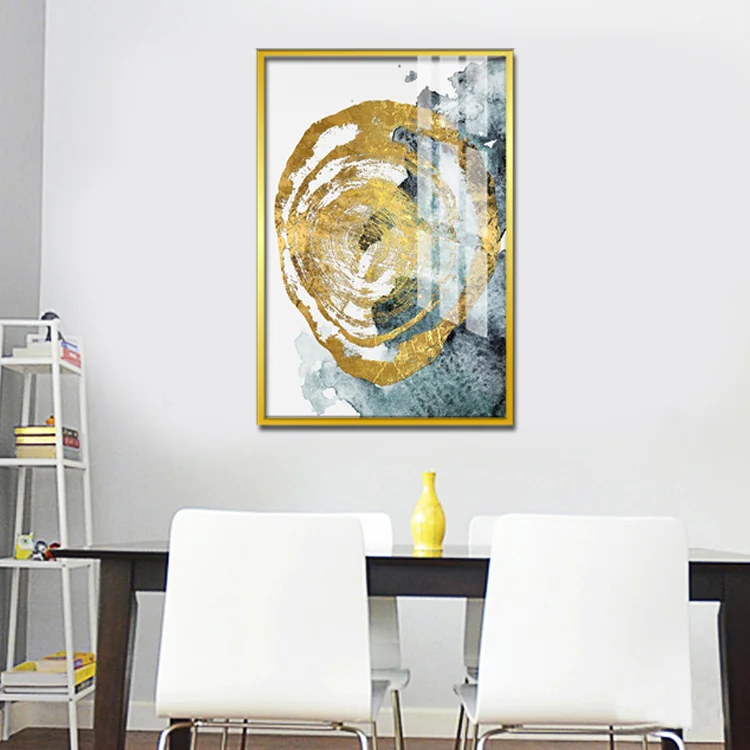 Wholesale Living Room Decor Nordic Luxury  Abstract Glass Decorative Modern Wall Hanging Art Crystal Porcelain Painting