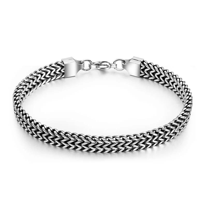 

NAPOLN Trade Insurance High Quality Stainless Steel Vintage Cuban Bracelet, Silv