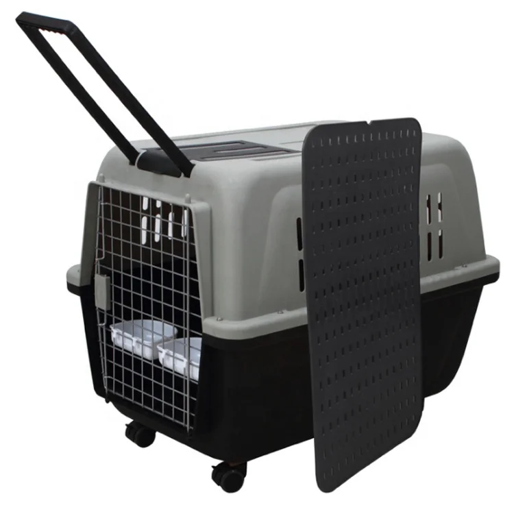 

Plastic Dog Travel Carrier on Wheels Airline Approved Dog Kennel, 6 color as shown