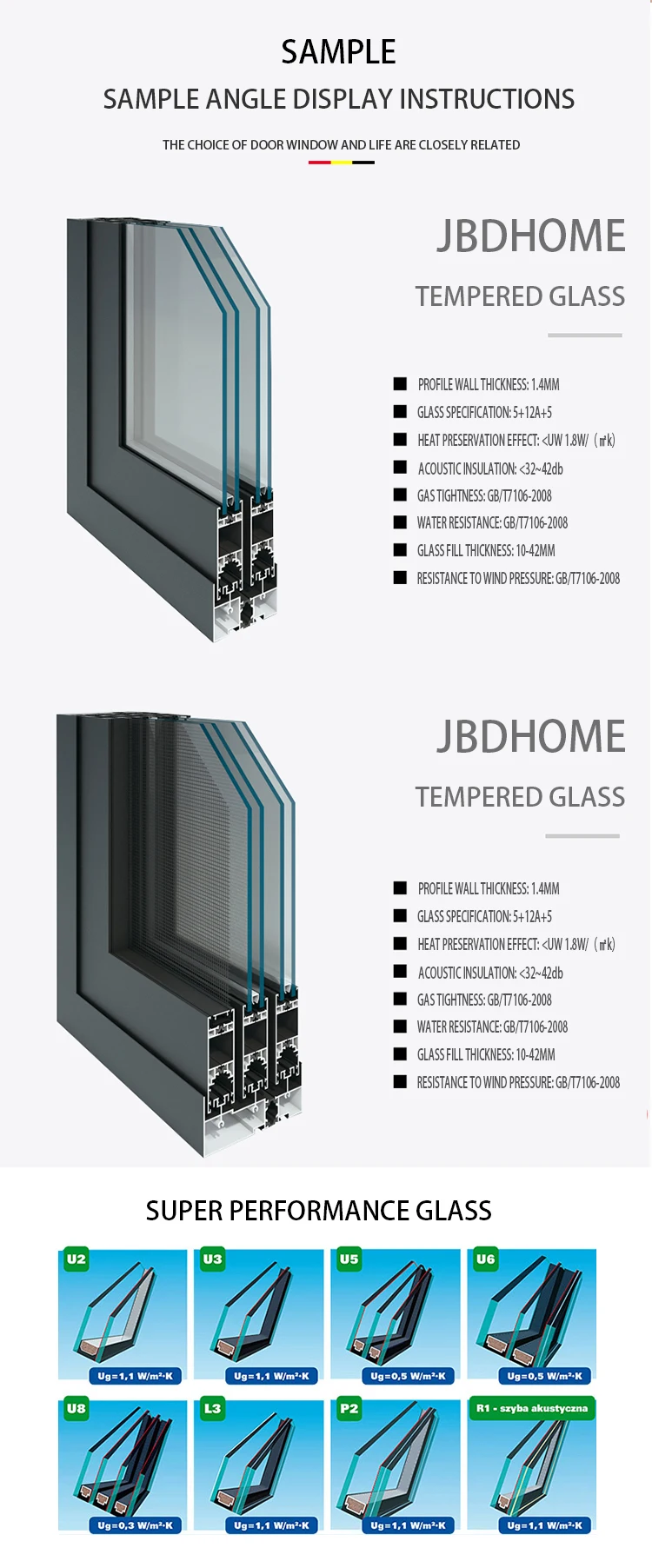 JBD Windows And Doors Frame Design Aluminum Profile Frame Sound Proof Aluminum Sliding Windows