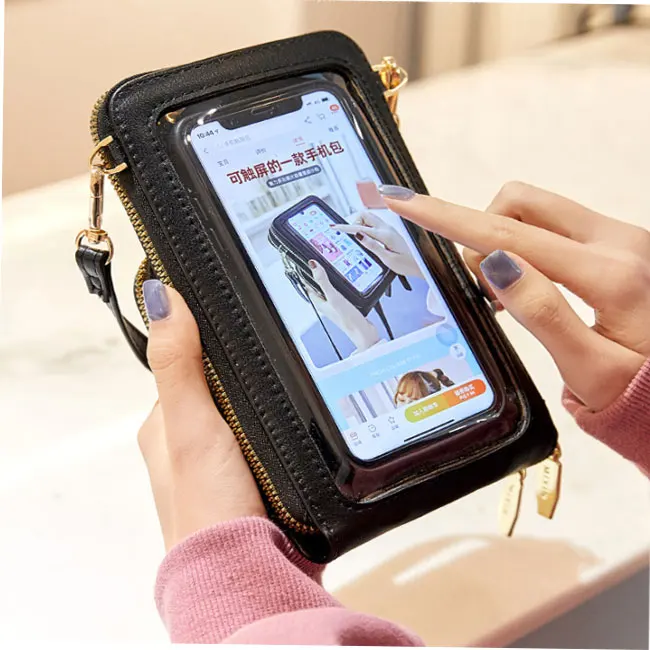 

Cute Style Low MOQ Hasp Trendy Women Handbag Card Holder Mobile Crossbody Cell Phone Sling Wallet Bags, Multiple colors