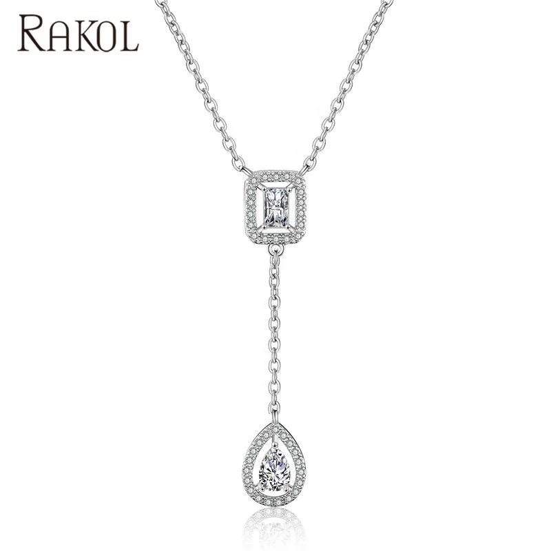 

RAKOL NP2068 pearl geometric necklace korean zircon necklace for 2021, As picture