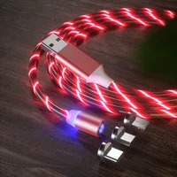 

2.4A fast charging usb data cable 1 meter led flow light data cable 3-in-1 luminous magnetic data cable for Iphone/micro/Type-C
