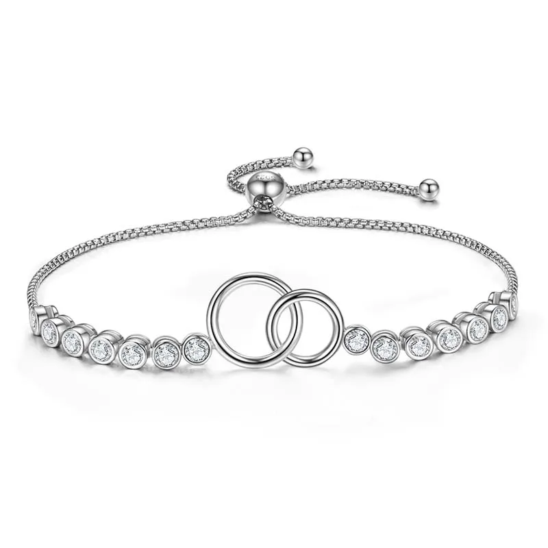 

Fashion Women Bracelet Zircon Ring Hoop Clip Chain Bracelet 925 Sterling Silver Bracelet Jewelry For Women