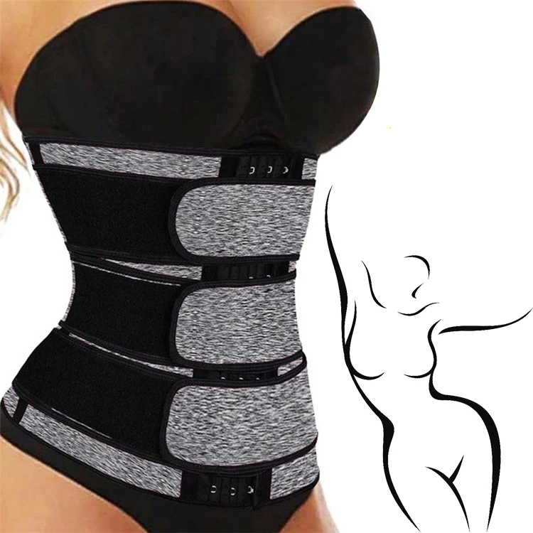 

Custom Made New Arrival Trendy Heavy Compression 3 Straps Triple Belts 3Belt Belly Wrap Waist Trainer For Women, Red, black,grey
