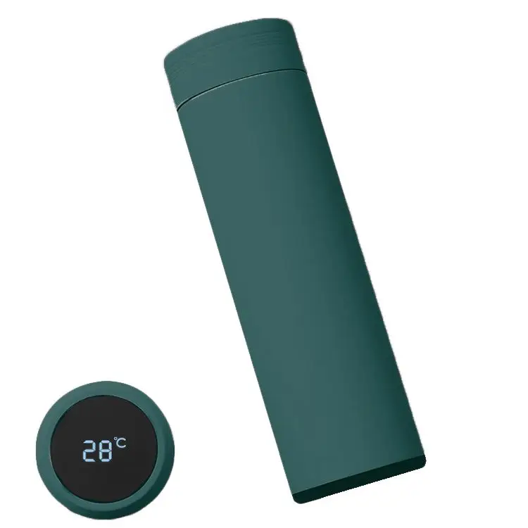 

hot 500ml stainless steel double wall life vacuum cup with touch screen lid temperature display led smart water bottle