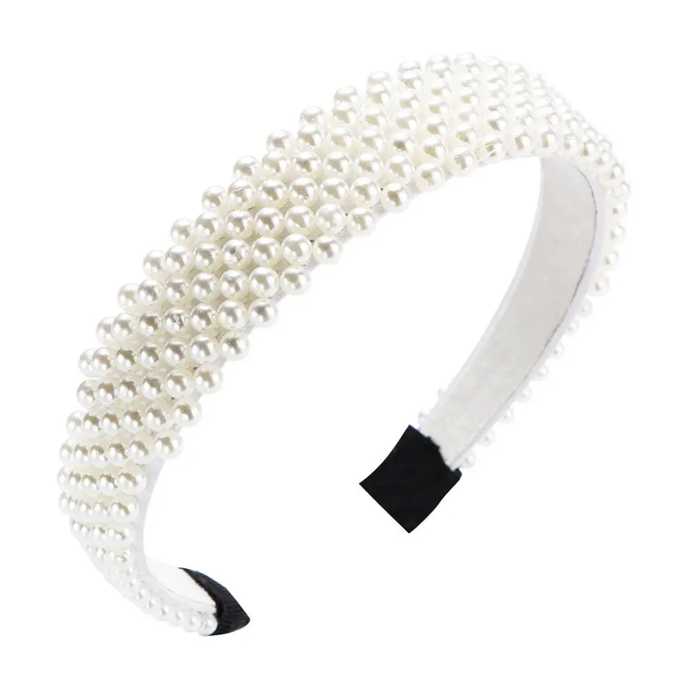

Fashion Elegant Natural Freshwater Pearl Hairband Hair Hoops Full Pearl Padded Wide Headbands for Baby Girls, Picture