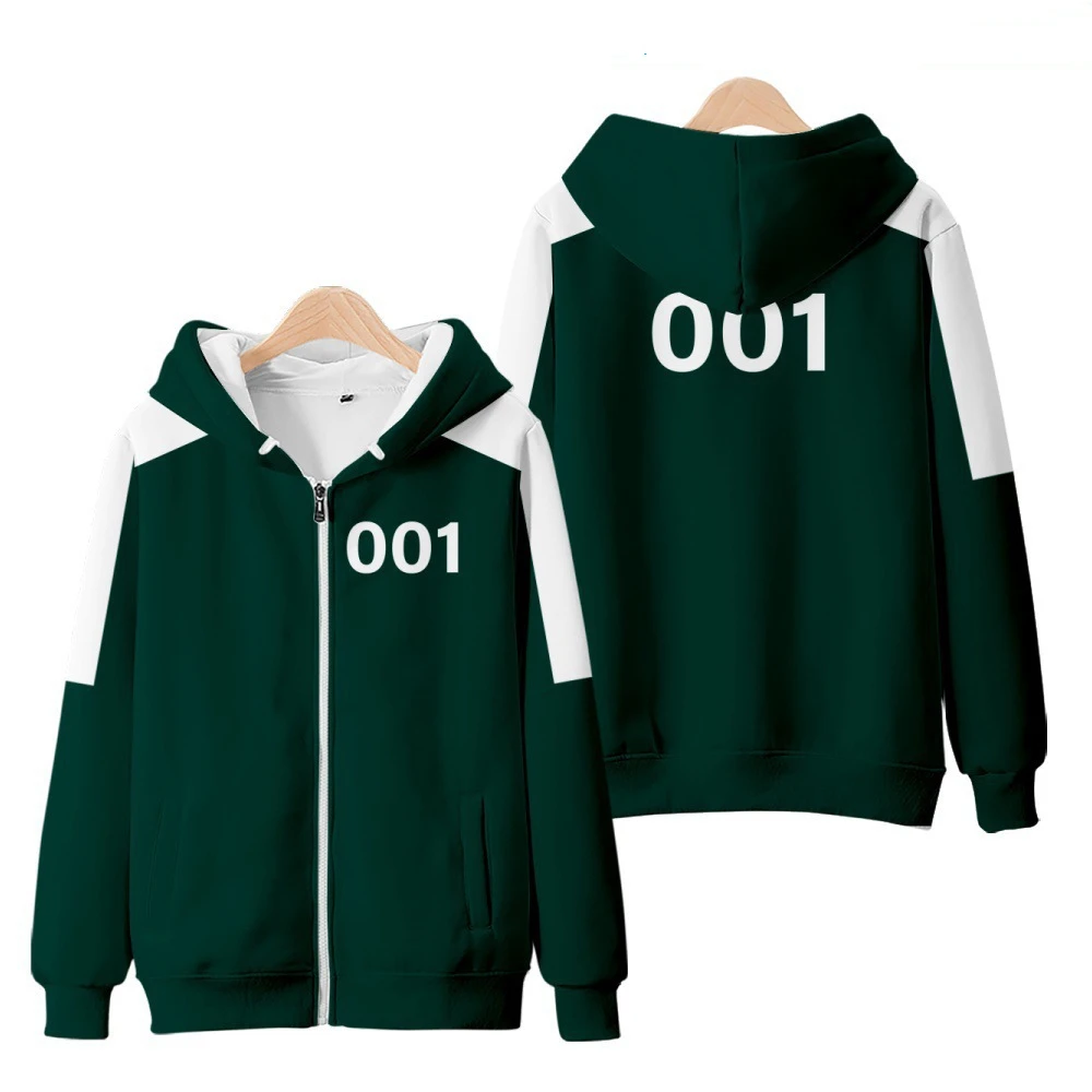 

Hothome squid game same full zip up hoodie Lee Jung Jae same paragraph hoodies Korean TV sweatshirts, Green