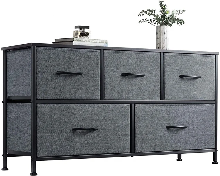 

Hot Selling Storage Cabinet Organizer Steel Frame With Fabric Box Chest Of Drawers, Antique