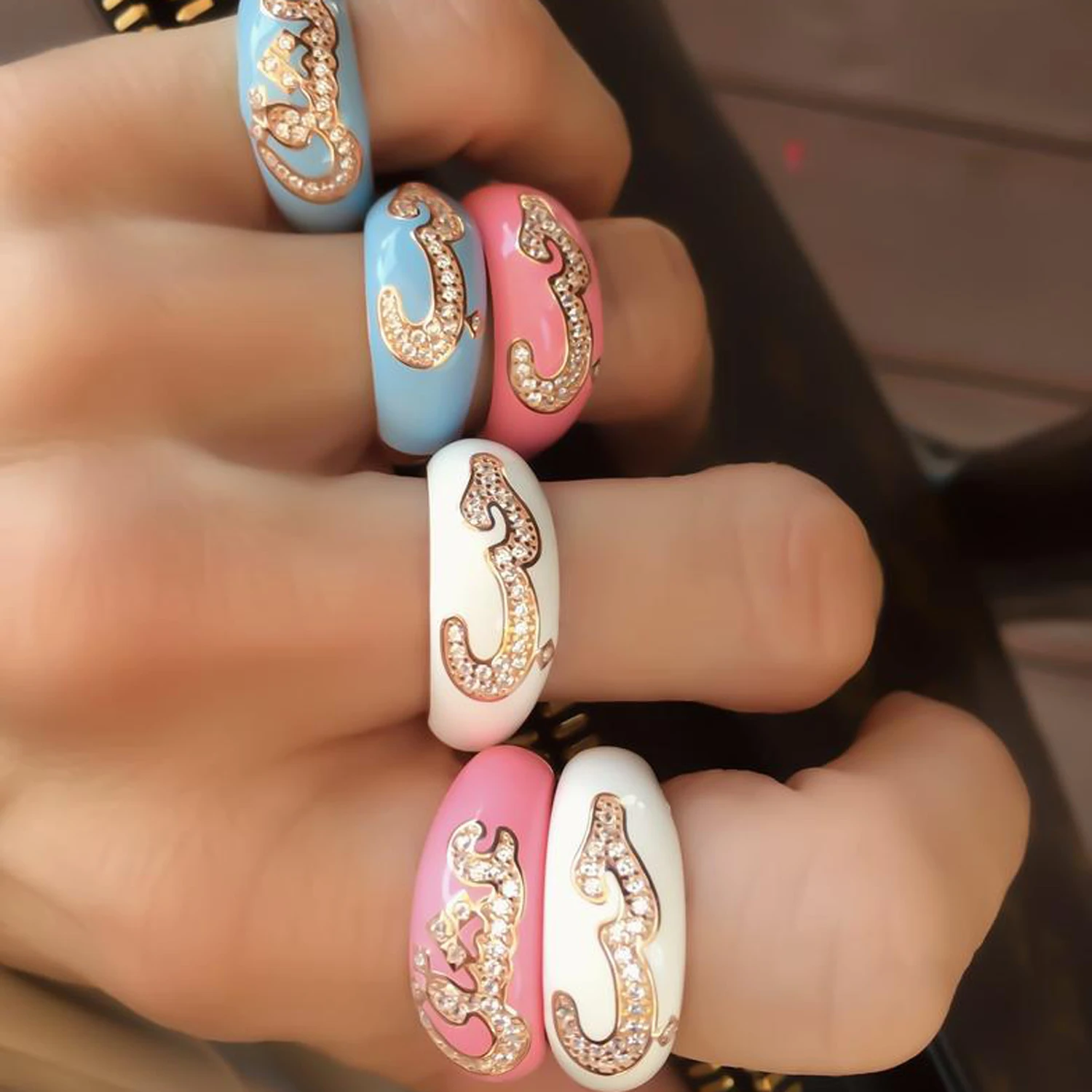 

Trendy Enamel Ring Adjust Statement Arabic Wide Band Ring Girls Colorful Neon Jewelry Wholesale, Customized