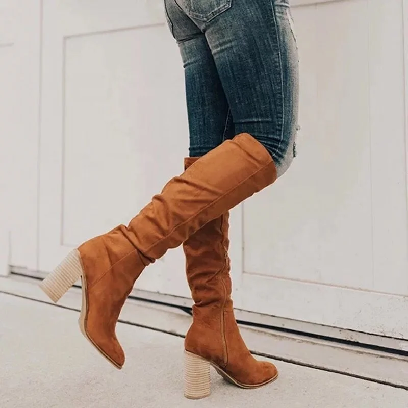 

2020 Winter Women High Heel Shoes Boots Ladies New Styles Footwear Fashion Suede Shoes Womens Plus Size Thigh High Boots