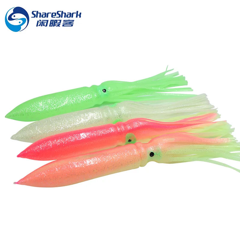 

Wholesale Outdoor Fishing Accessories 30cm Luminous Soft Plastic Squid Bait Big Squid Skirt Bait