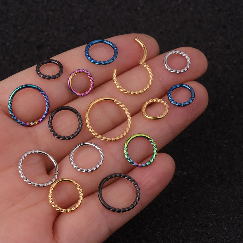 

Round End Effect Flexible 316L Stainless steel Twist Piercing Ring Nose Hoop