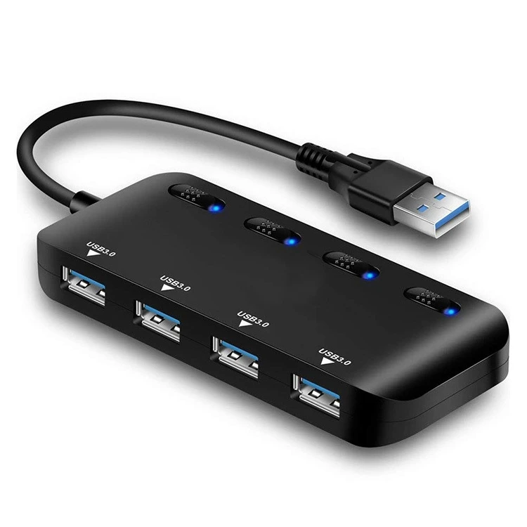 

Factory USB Hub 3.0 4-Port High Speed Multi Hub Expansion with LED Switch For Computer Laptop