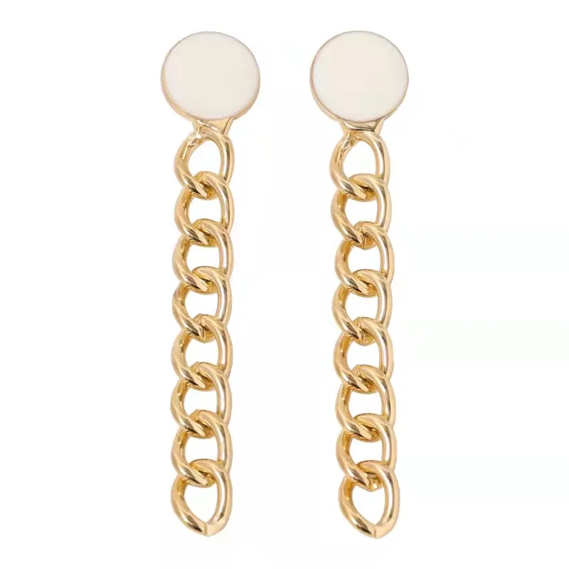 

925 silver French retro chain long earrings women, Picture shows