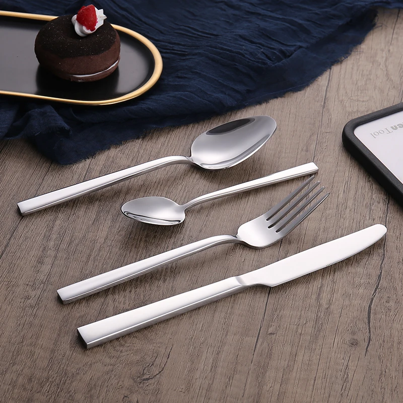 

Full Custom Kitchen Polished Silverware Spoon And Fork Dinner Cutlery Stainless Steel Flatware Set