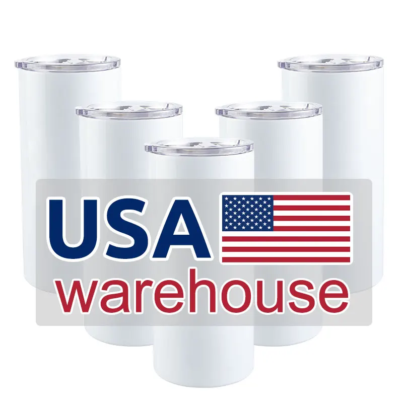 

USA warehouse 22oz Double Wall Vacuum Insulated Stainless Steel blanks sublimation straight fatty tumblers, White sublimation tumbler