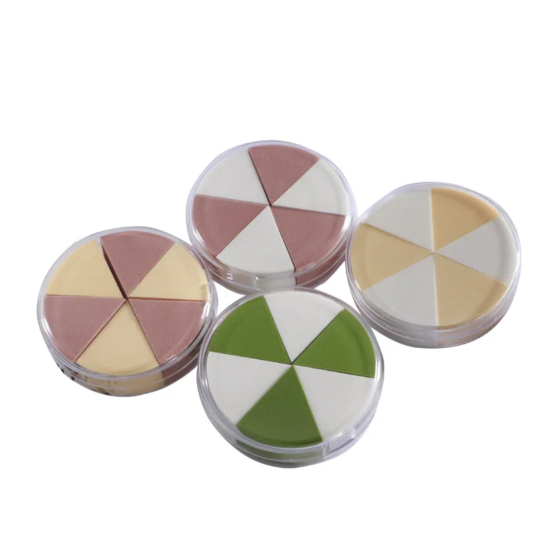 

RTS whole Sale Cosmetic Puff NonLlatex Triangle Puff 6-cut Box Dry and Wet Beauty Makeup Sponge