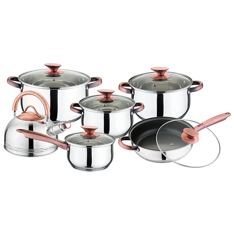 

Even Heating Comfortable Handle Cooking Pots and Pans Cookware Sets 5 Layers