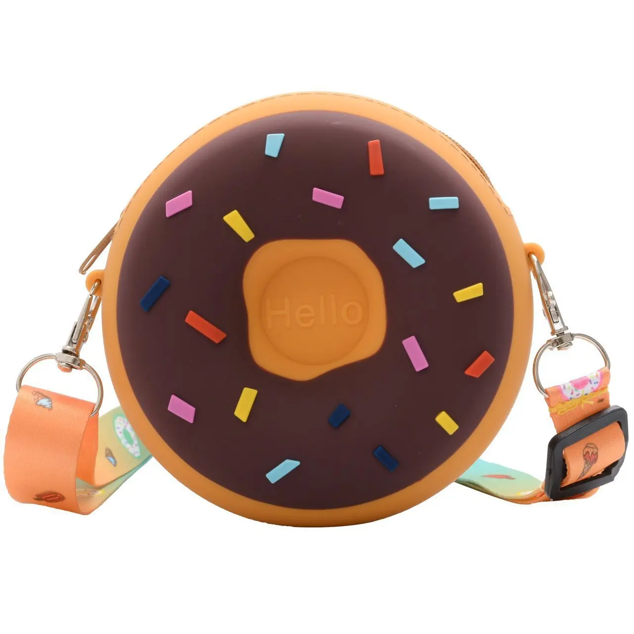 

Silicone doughnut wallet cute kids shoulder crossbody bag small earphone storage bag lovely handbag purse, As the pictures