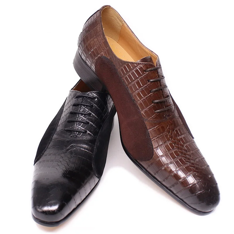 

Top grade cow oxford genuine leather men dress shoes business, Black/brown