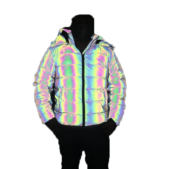 

Custom Logo Winter Down Puffer Jackets 3m Super Bright Reflective Jacket For Men, Customized color