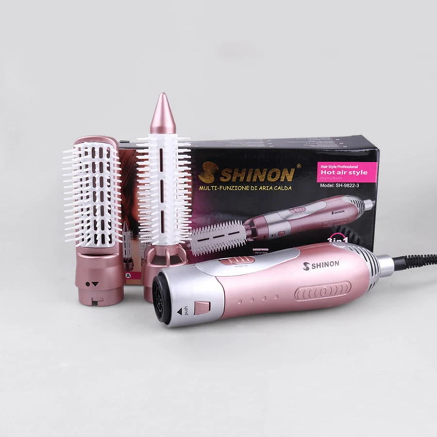 

SHINON One Step Hair Air Brush Negative Ions comb Wet or Dry Hair Curling Iron and Hair Styling Tools, Pink