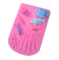 

Fish Seaweed Silicone Mold DIY Cake Border Fondant Cake Decorating Tools Sea Coral Cupcake Chocolate Moulds