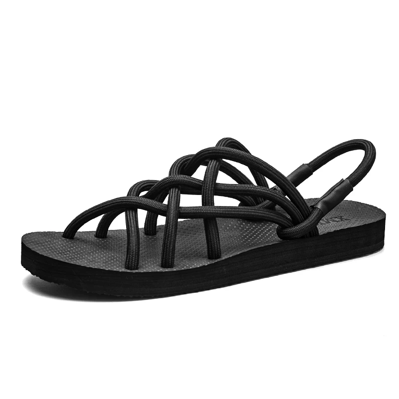 

2021 beach rope cross strap sandals flat for men