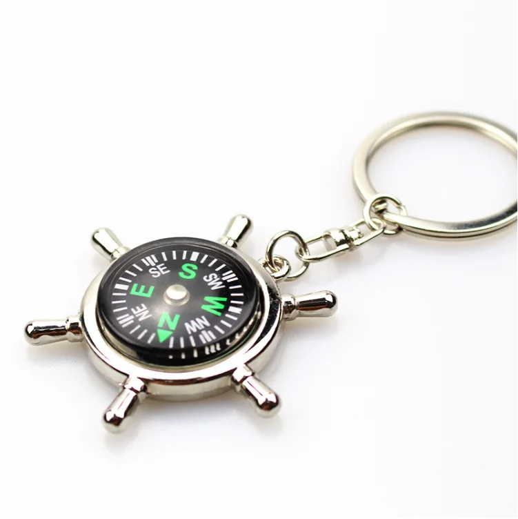 

wholesales and retails Creative practical steering wheel compass men's pendant key ring drop shipping TP-22075