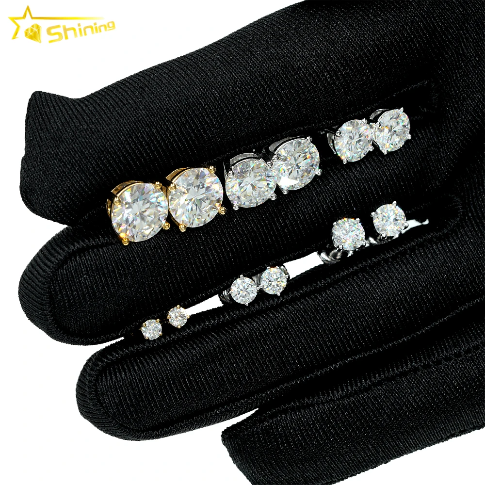 

Wholesale luxury earrings cute vvs moissanite diamond 10k 14k real solid gold jewelry moissanite stud earrings for women