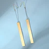 Women's Long Skinny Slim Straight Vertical Bar Dangle Earrings in Golden Stainless Steel Minimalist Earring Jewelry