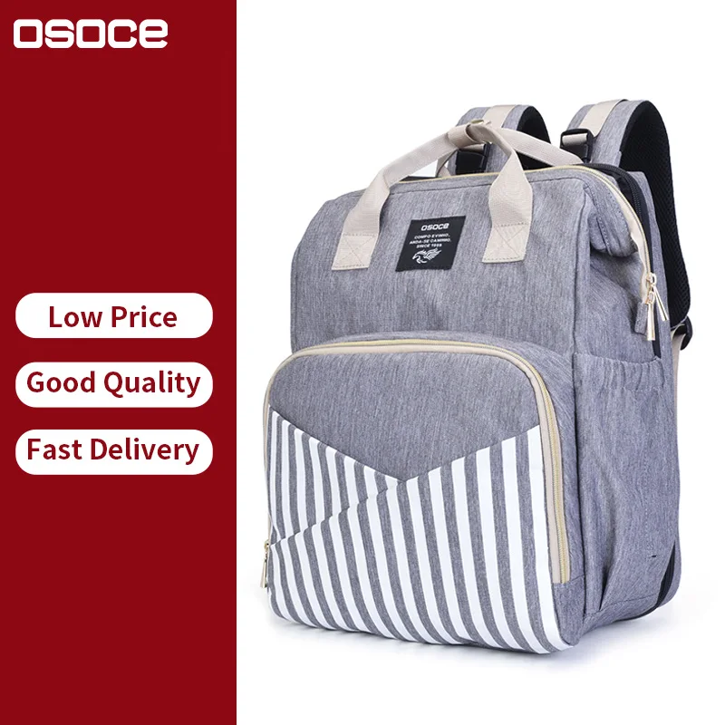 

M12-2 OSOCE baby diaper bags Multifunction Waterproof material factory travel diaper backpack diaper bag with changing station