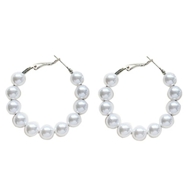 

Low MOQ Grace Small Pearl Beads Hoop Earrings Jewelry for Women