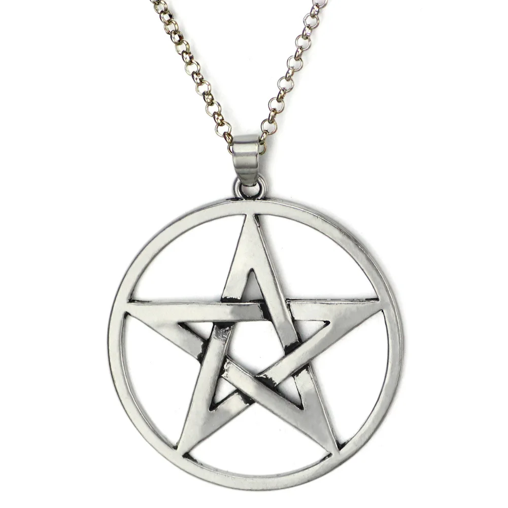 

Star Necklace Pentagram Necklaces Stainless Steel Necklace for Men Women, Silver