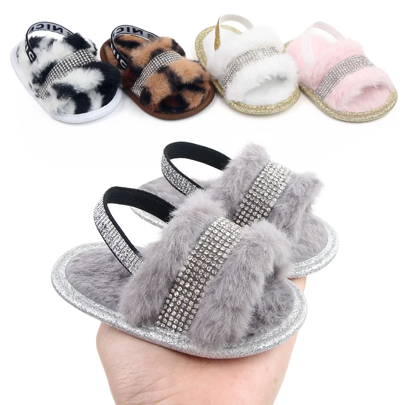 

New arrival plush baby slippers Summer Baby Girls Non Slip Soft Sole Toddler Infant Sandals, 5 colors