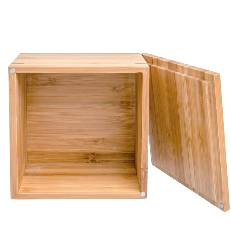

Durable large square storage bamboo box with lid, Natural