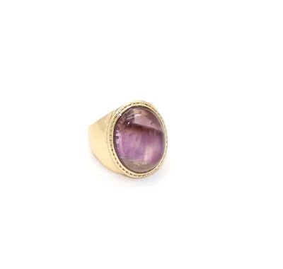

Classical Vintage Design Jewelry Geometric Purple Spar Band Rings Oval Gemstone Rings for Women