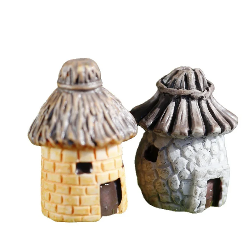 

Mini Old House Thatched cottage Hut Statue Figurine Crafts Ornament Miniatures Micro landscape Garden DIY Decoration accessories