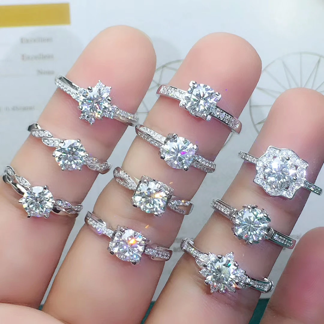 

Wholesale MSJ03 Diamond Ring Engagement Jewelry Rings Women Wedding Sterling Silver Wedding Set Moissanite Ring