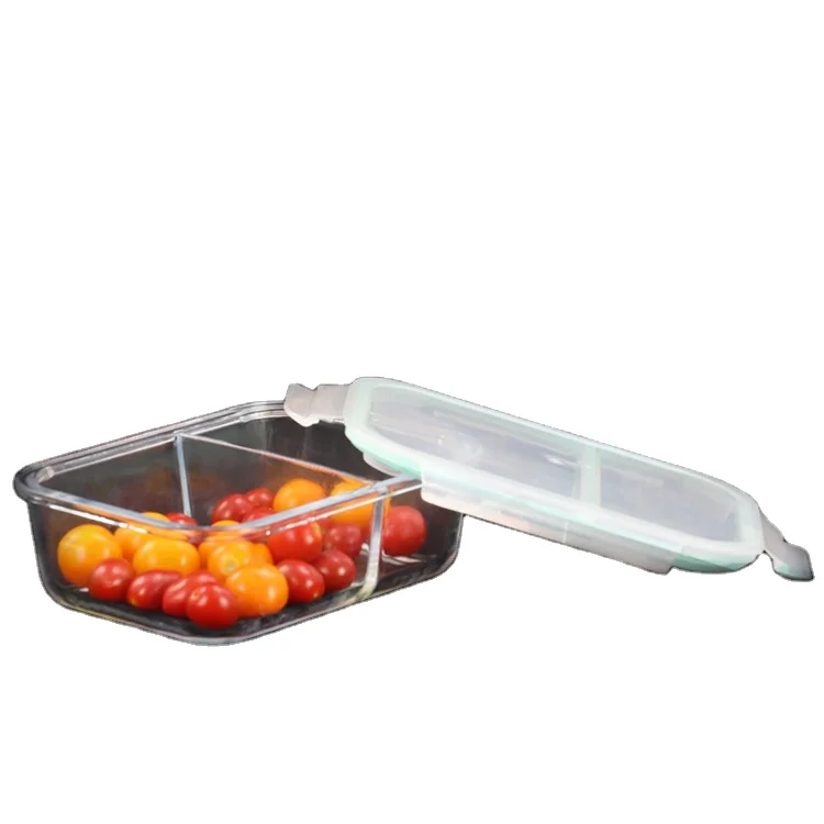 

Factory price glass storage container glass food container lunch box with bamboo lid