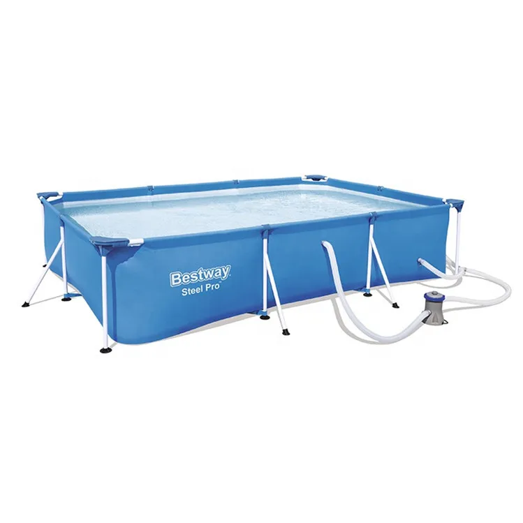 

Wholesale popular portable pvc swimming pools rectangular inflatable swimming pool with steel frame, As picture