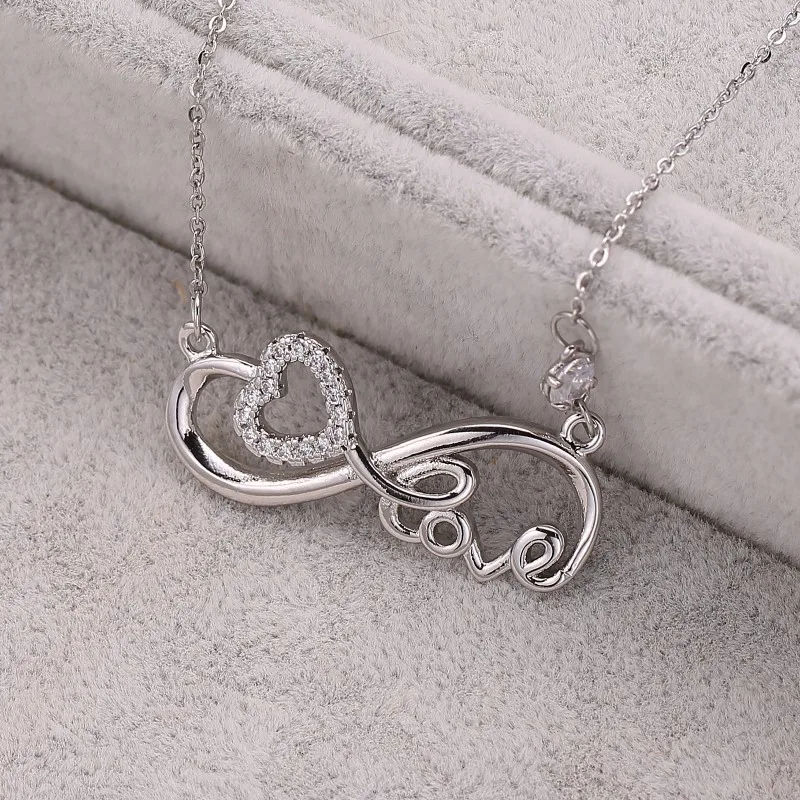 

Customizable Gift zircon Stone platinum Plated Women Necklace Infinity Love Necklace