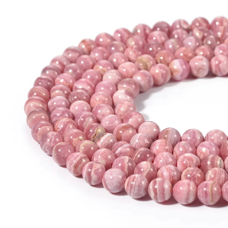 

Wholesale Natural Gem Stone 6mm 8mm Peru Red Rhodochrosite Round Beads