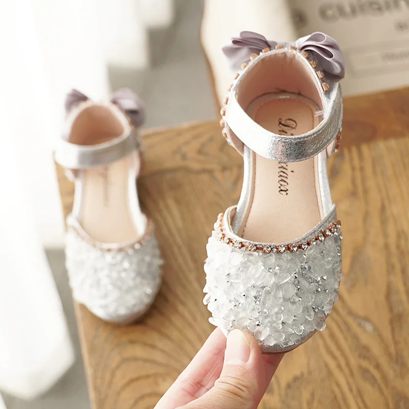 

Girl's Leather Shoes Baby Princess Summer Rhinestone Soft-Soled Girls Sandals Princess Shoes