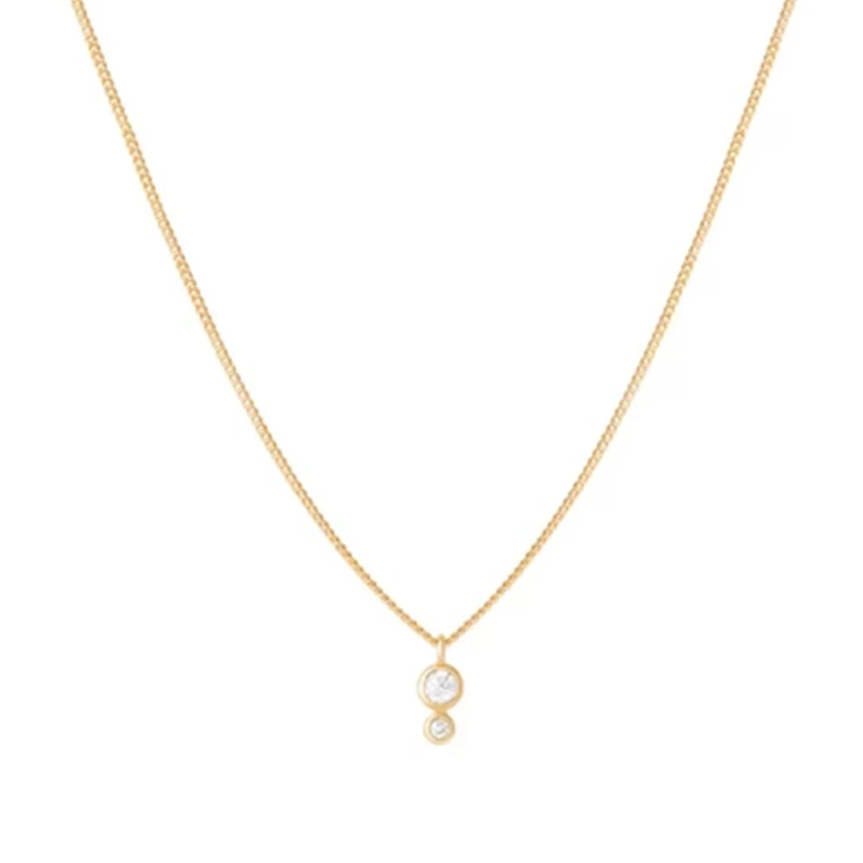 

18k Gold Chain Necklace Fashion Jewelry 925 Sterling Silver Double Cubic Zircon Pendant Necklace For Women