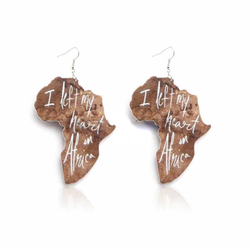 

2022 New design African Wooden Statement Earrings Elegant Jewelry, Gold