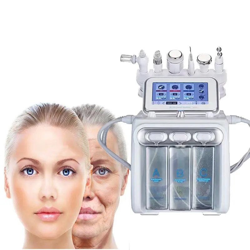 

Best Oxygen H2O2 Jet Ultrasonic aqua peeling rf Anti Aging Skin Tightening Whitening skin care hydro facial oxygen jet machine, White