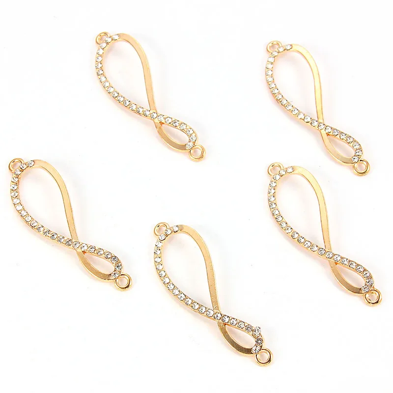 

Wholesale Gold digital 8 crystal connectors lovely jewelry zinc alloy pendant DIY necklace bracelet jewelry accessories 42*13mm, Picture